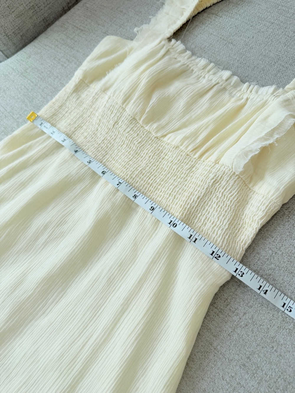 ☁️ Urban Outfitters Festival Square Neck Ruffle Mini Dress Ivory White XS - Picture 10 of 13